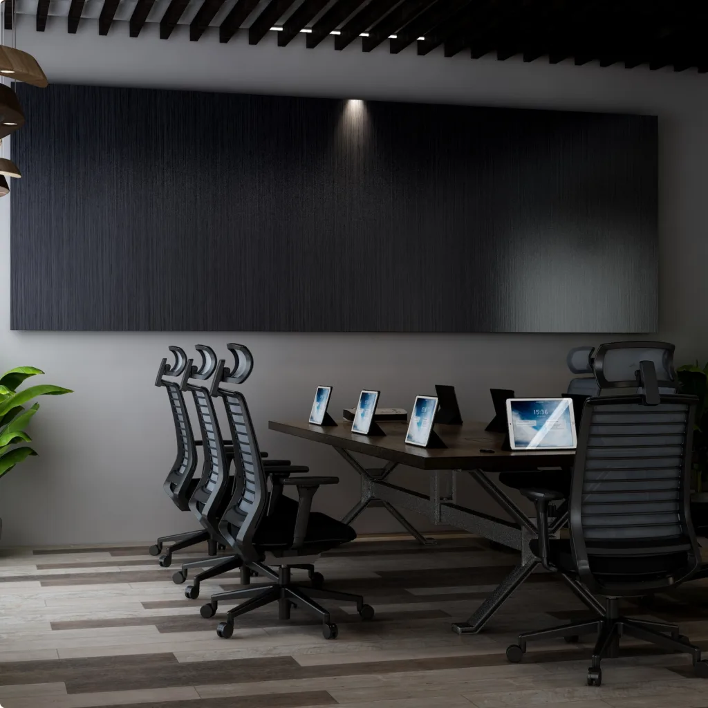 Sala riunioni allestita per il lavoro moderno